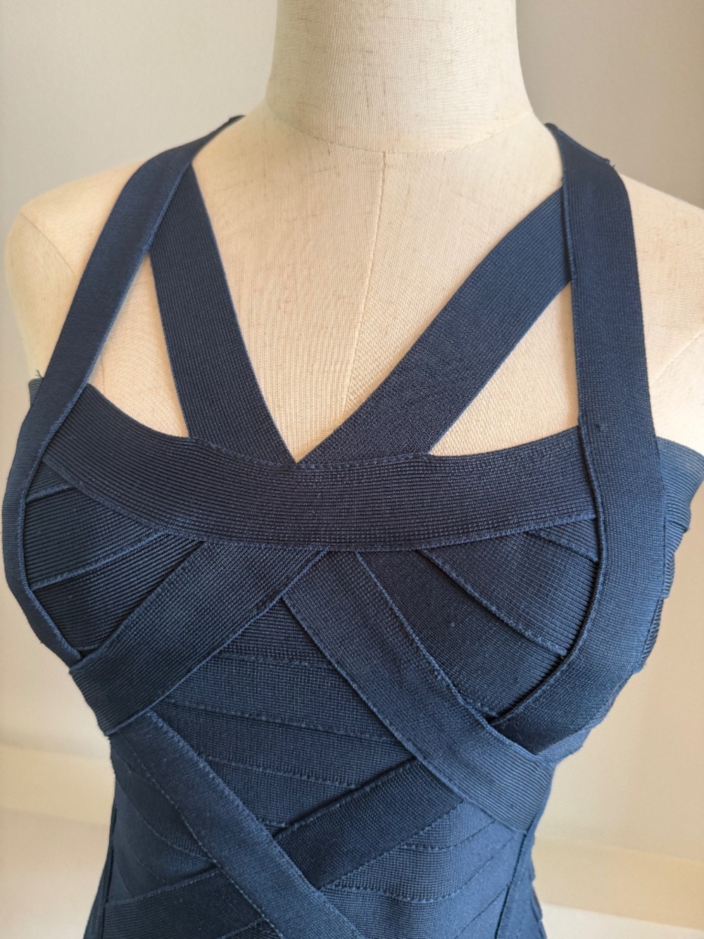L'ATISTE Navy Blue Bandage Mini Dress